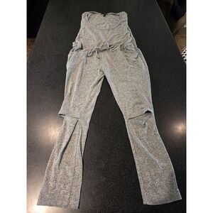 Love University Jumpsuit 3X Gray Space Dye Sleeveless Tie Waist Lounge Wear
